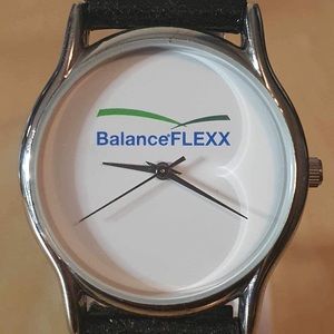 🦋10/$20🦋 Sweda BalanceFlexx Silver/Black Leather Promotional Women's Watch